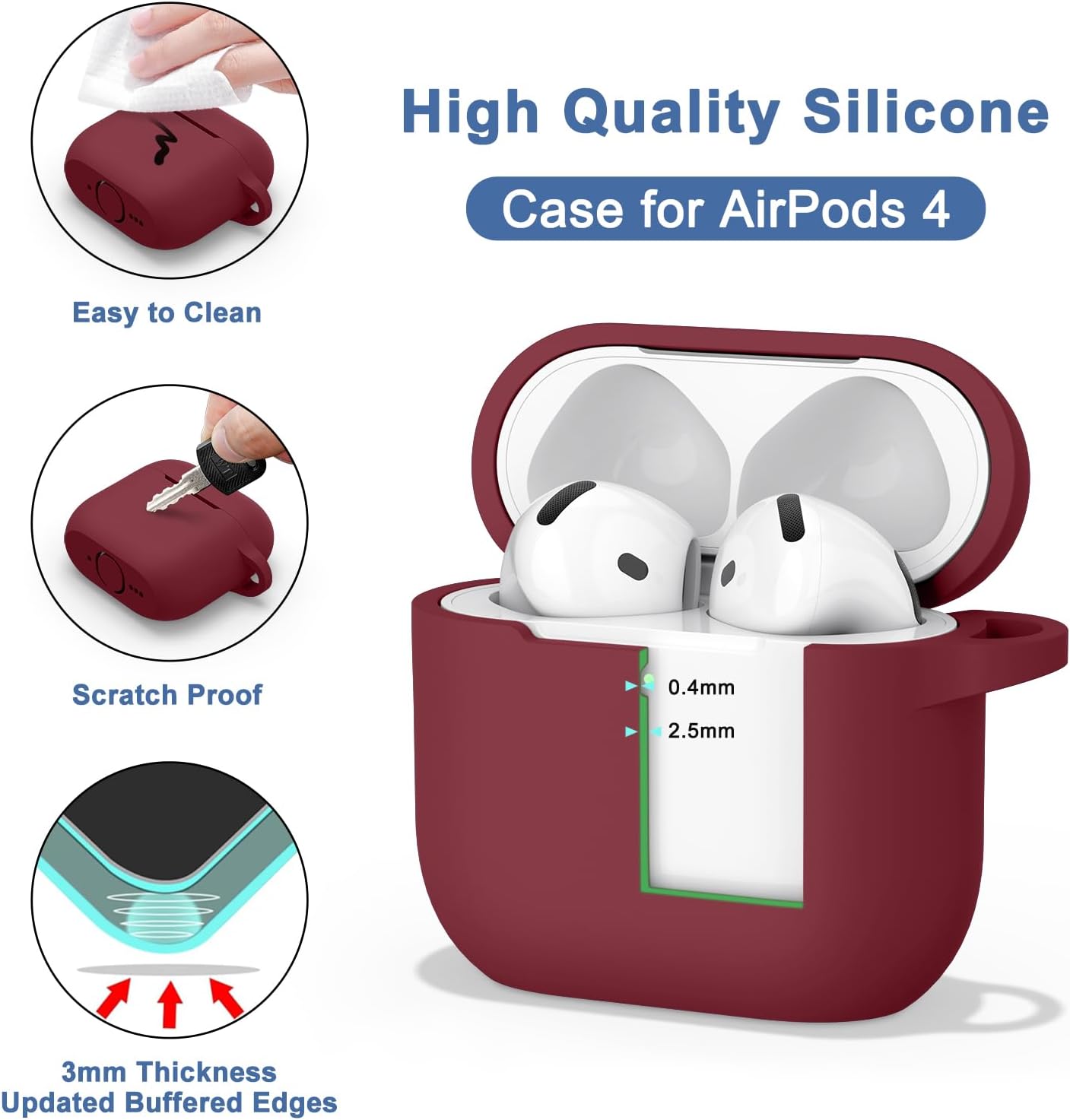 Elegant AirPods 4 Case with Clip